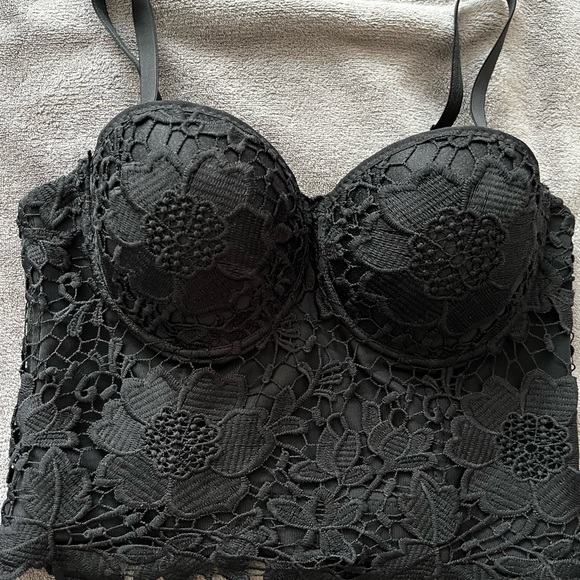 Black bustier ~ corset style | hook & eye back - Picture 8 of 8